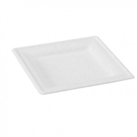 Assiette jetable biodégradable carrée 16 cm pour entrée ou dessert